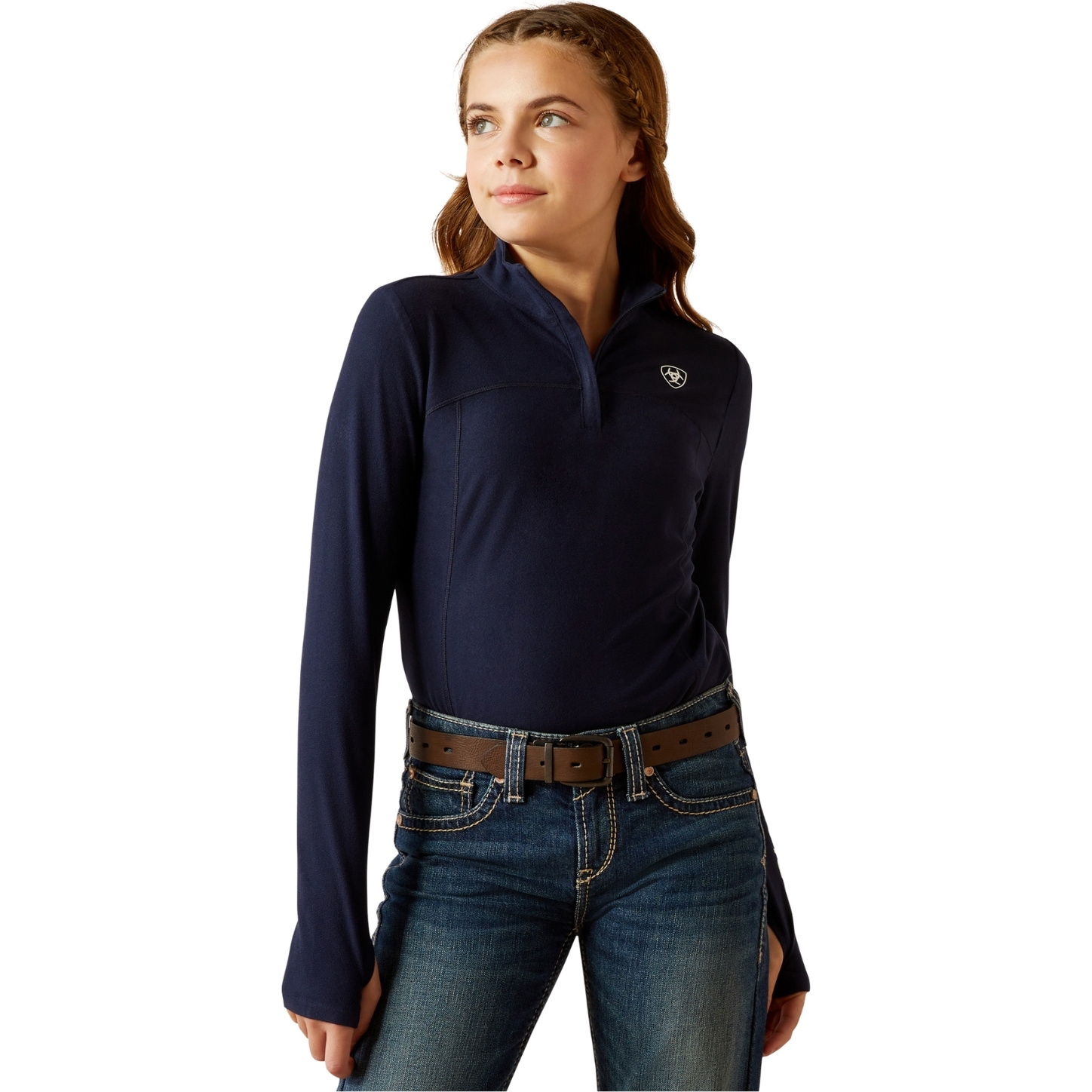 2024 Ariat Junior Lowell 3 . 0 1 / 4 Zip Long Sleeve Baselayer 10052914 - Navy